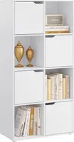 WOLTU Bücherregal mit 8 Fächern 4 Türen, Würfelregal , 60x120x30 cm, weiß