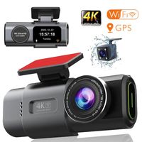 Dashcam Auto,2-Kanal 4K+1080P Mit GPS WiFi Auto Kamera,App-Steuerung Autokamera，170°Ultraweitwinkel,Mini 1.3Zoll,Nachtsicht WDR,G-Sensor,Loop-Aufnahm,