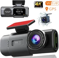Dashcam Auto,2-Kanal 4K+1080P Mit GPS WiFi Auto Kamera,App-Steuerung Autokamera，170°Ultraweitwinkel,Mini 1.3Zoll,Nachtsicht WDR,G-Sensor,Loop-Aufnahm,