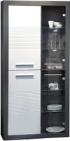 Vitrine KOLIBRI grau MDF weiß Hochglanz mit LED