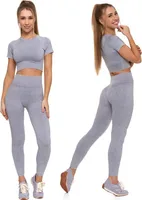 Moraj damskie bezszwowe legginsy fitness z wysokim stanem 2200-013, szary, L/XL