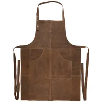 Grill Schürze aus Büffelleder mit verstellbarem Nackenband und drei Druckknöpfen.