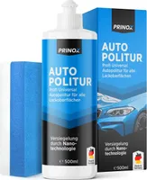 PRINOX® Profi Autopolitur 500ml inkl. Polierschwamm für alle Lacke - Schwarz, Weiß, Buntlacke, Metalliclacke I Auto Politur mit Nanoversiegelung zum Kratzer entfernen -  DE
