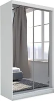 BEAUTYSOFA Schrank mit Schwebetüren DEBRA - 120cm Kleiderschrank mit Spiegeln & Kleiderstangen (Weiß)