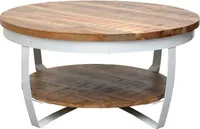 Couchtisch Mark 65x65x33 cm Mangoholz Stahl Natur Weiß