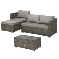 SVITA QUEENS Polyrattan Lounge Eck-Sofa Gartenmöbel Set grau