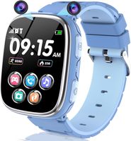 Kinder-Smartwatch mit Telefon – Uhr 1,69 Zoll Touchsceen mit Schrittzähler, Spielaufkleber, Anruf, SOS-Musik, Kamera, Wecker für (blue)