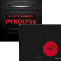 Bosch Pyrolyse Herdset Autark Backofen Selbstreinigung + Glaskeramik Kochfeld 60cm