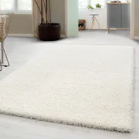 Carpetsale24 Hochflor Teppich Uni Einfarbig Modern Shaggy Teppich Wohnzimmer Flauschig Weich Preishammer, Creme, 300x400 cm