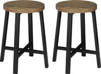 WOLTU Esszimmerstühle 2er Set, Küchenstuhl, Esszimmerhocker, Küchenhocker, Hocker mit Metallbeinen, im Industrial Design, Vintage-Holzmaserung Schwarz