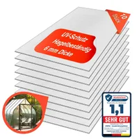 Gewächshausplatten 10 Stück 6mm Doppelsteg Polycarbonat Platten Hohlkammerplatten Stegplatten 1000g/qm UV-Beständig