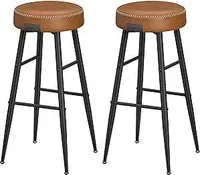 VASAGLE EKHO Collection - Barhocker, 2er Set, Barhocker, Küchenstuhl, Kunstleder, 90 cm hoch, für Küche, Esszimmer, einfache Montage, karamellbraun