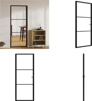 vidaXL Drzwi wewnętrzne ESG szkło i aluminium 83x201,5 cm czarne - Drzwi wewnętrzne - Drzwi wewnętrzne - Drzwi - Drzwi szklane