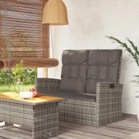 vidaXL Zahradní lavice s funkcí polohování a polštářem šedá 118 cm Poly ratan