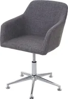 Jedálenská stolička HWC-A74, otočná stolička lounge chair, výškovo nastaviteľná ~ Textil, sivá