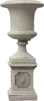 Schöne Amphore aus Steinguss mit Sockel als Set perfekt für den Garten die Terrasse oder den Vorgarten ist Frostfest Witterungsbeständig und Neu 103cm H, JA-068uPO-74