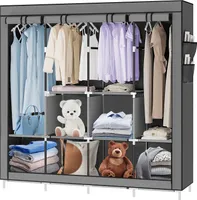 Kleiderschrank Faltschrank Stoffschrank faltbare Garderobe mit Kleiderstange 167*45*170cm Grau