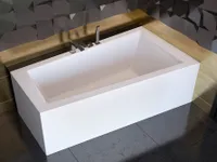 Badewanne asymmetrische rechts Wanne Acrylwanne 160x90 Intima mit Gehäuse, schwarz Kopfstütze