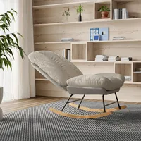 UnboxG Schaukelstuhl Schwingsessel Akzentstuhl Wohnzimmersessel für Schlafzimmer, 12-fach verstellbare Fußstütze, Wohnzimmer 90,5 x 70 x 62 cm