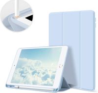 Hülle für iPad 8.Generation (2020)/7.Gen(2019) 10.2 Zoll mit Pencil Halter, Ultradünn Leichte Schutzhülle mit Ständer, mit Auto Schlaf/Weck, Himmelblau