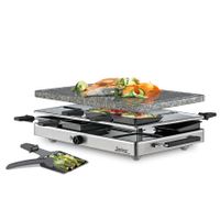 SPRING 3267410001 Raclettegrill mit Granitsteinplatte 8 Pfännchen 1200 Watt Edelstahl