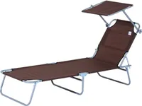 Sunny Lounger mit Sonnenschirm klappbar braun 187 x 58 x 27cm