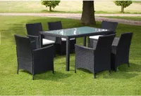 vidaXL 7-dielny záhradný jedálenský set s vankúšmi Poly ratan Black