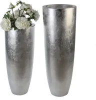 GILDE Dekoschale Pflanzgefäß Konus silber, wasserdicht H. 115 cm,79361