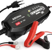 ABSINA Vollautomatisches Batterieladegerät KFZ für Auto & Motorrad - Ladegerät für 6V & 12V Blei Batterie bis 120Ah & 12,8V Lithium