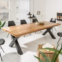 riess-ambiente Massiver Esstisch IRON CRAFT 200cm natur Mangoholz Industrial Design X-Gestell schwarz Metall Esszimmertisch Konferenztisch Tisch