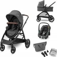 MAXI-COSI Kočárek 3 v 1 Zelia S iSize 4 kola s Cosi Cabriofix iSize a příslušenstvím Tmavě šedý