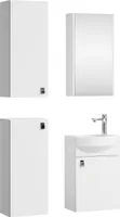 Planetmöbel Waschtischunterschrank 40 cm mit Spiegelschrank und 2x Midischrank 32 cm weiß