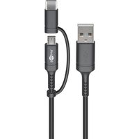 Lade- und Synchronisations Kombikabel (mit USB A auf Micro-USB & USB-C), 1 m