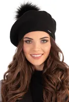 Vivisence Baskenmütze Damen mit bommel Universalgröße - Mütze Damen Elegant Frauen Strickmütze herbst Kopfbedeckung klassisch Wintermütze - Schwarz