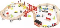 Spielzeugeisenbahn aus Holz - 70-teilige Zugzubehör - Holzeisenbahn-Set - Spielzeugfahrzeug-Set
