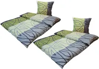 Bettwäsche Seersucker Microfaser Doppelpack 4 teilig mit Reißverschluss 2X ca. 135x200 cm + 2X ca. 80x80 cm Design: TALAR