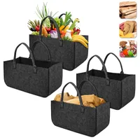 ACXIN 4 Stück Filzhandtasche, 30kg Belastbare Multifunktionshandtasche, Hochwertiger Einkaufskorb, Großvolumige Einkaufstasche (Dunkelgrau)