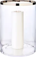 Windlicht Molly, mundgeblasenes Kristallglas mit Platinrand, Höhe 39 cm, Durchmesser 29 cm