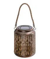 Dehner Solar-Laterne Chiara, warmweiß, Ø 12 cm, 16 x 12 x 12 cm, Metall/Kunststoff, braun