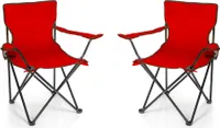 BigDean 2X Faltstuhl ROT Campingstuhl Anglerstuhl mit Getränkehalter & Tragetasche - Anglersessel klappbar - Klappstuhl Gartenstuhl Faltstuhl