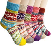 ElifeAcc Socken Frauen Baumwolle Wolle Warme Strick Winter Verdicken Thermische Nette Neuheit Verschiedene Farbmuster Damen Geschenk
