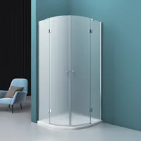 Mai & Mai Viertelkreis-Dusche Milchglas-Duschkabine 90x90x190cm 2 Pendeltüren 6mm ESG-Sicherheitsglas inkl. Nano-Beschichtung R02VS