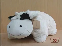 Stofftier Kuh, Plüschtier Kuh aus Mikrofaser als Kissen klappbar, voll waschbar, 45 cm lang