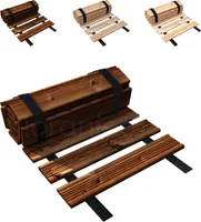 Floranica Gartenweg aus Holz 30 cm x 1 m Braun Rollweg Ausrollbarer Gehweg Gartentritte Holzweg aus Lärche rutschfeste Oberfläche