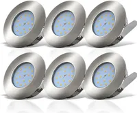 B.K.Licht - Sada 3 LED vestavných koupelnových reflektorů 230V, plochá, teplá bílá barva světla, velikost otvoru 60 mm, LED reflektor, stropní reflektory, LED reflektory, vestavná světla, vestavná bodová světla LED, koupelna, 75x30 mm, matný nikl