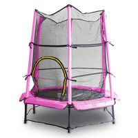 Trampolin-King 140cm Kindertrampolin für Indoor/Outdoor mit Sicherheitsnetz, Randabdeckung, Pink MS-17515