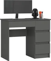 PC-Schreibtisch AKORD A7 rechts Graphitgrau mit 4 Schubladen B90 x H77 x T50 cm