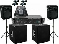 Das PA Set DJ 3200 Watt 3Wege 30 cm Boxen Stativ 38cm Subwoofer Mixer Verstärker Kabel