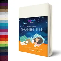 JERSEY KINDER Spannbettlaken 70x140cm Kinderlaken Spannbetttuch 100% Baumwolle für Kinderbett Babybett, in Farbe: Weiß