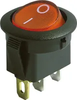 Wippenschalter, 3-polig, rote Wippe, beleuchtet, AC 250V / 6,5A, schwarz, 2 Stellungen: EIN / AUS